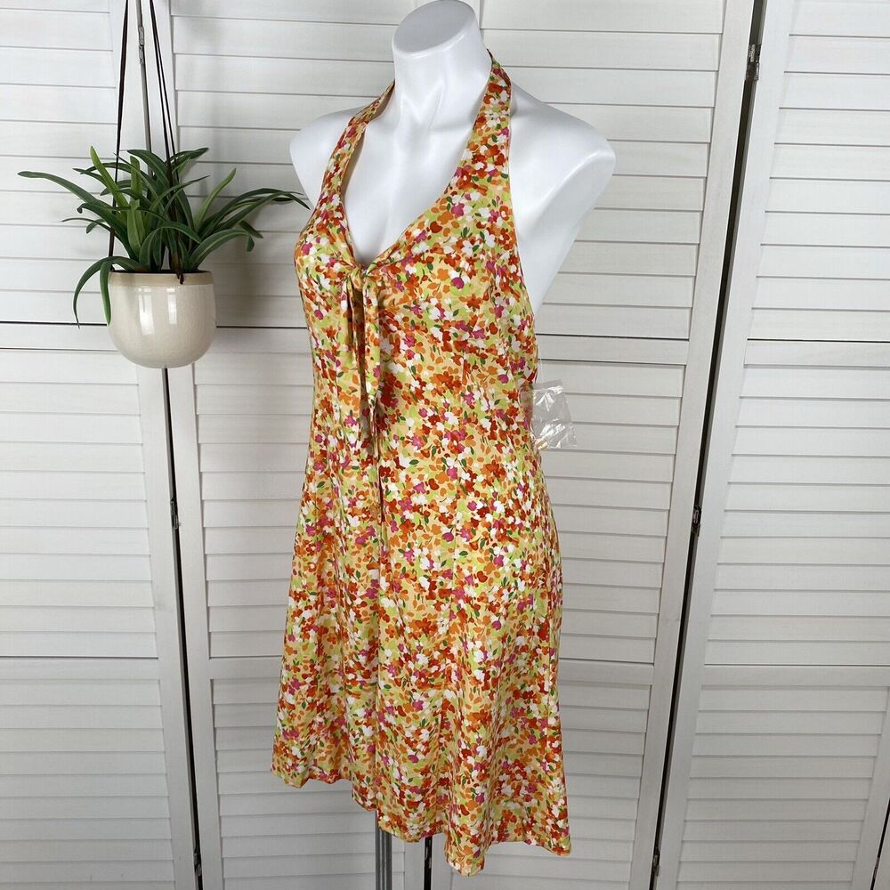 NWOT VTG 90s Newport News Floral Romper‎ Halter Neck Bright Multicolor Size 14